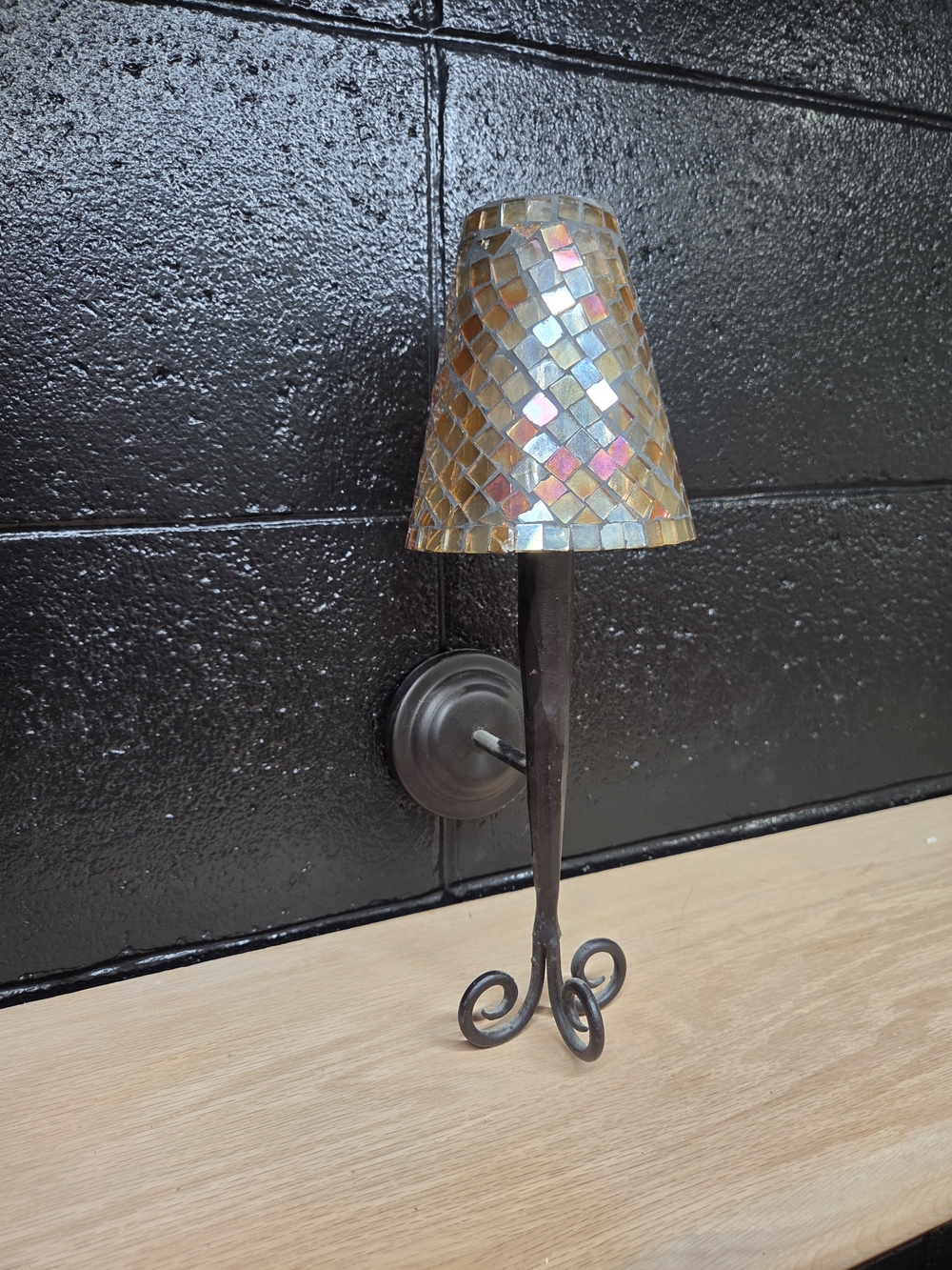 Mosaic Glass Wall Sconce - Iridescent Gold Shade
